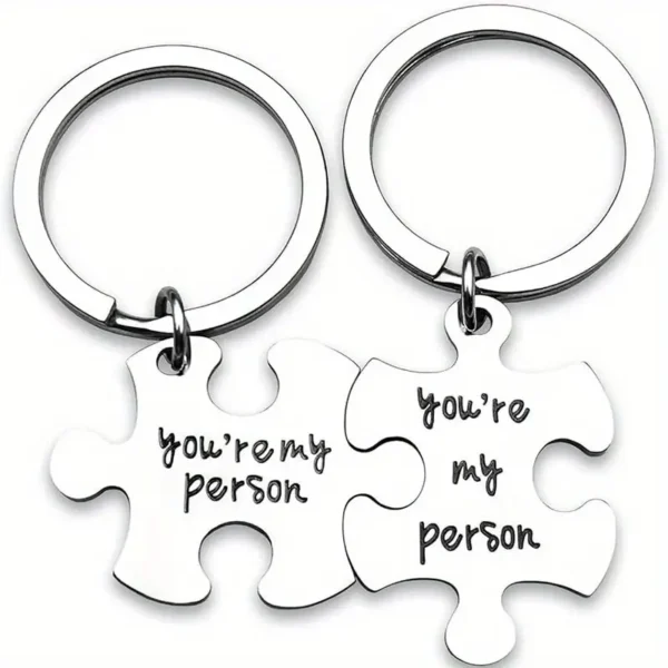 'You're My Person' Puzzle Keychain Set – 2-Piece Stainless Steel - Image 6