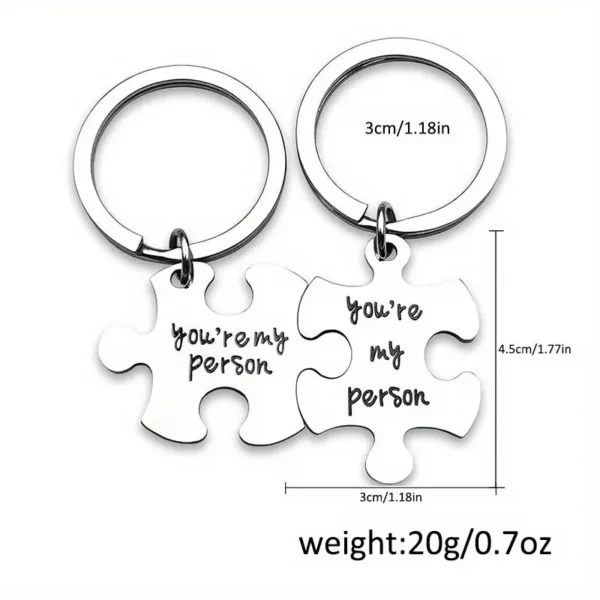 'You're My Person' Puzzle Keychain Set – 2-Piece Stainless Steel - Image 4