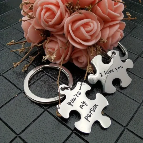'You're My Person' Puzzle Keychain Set – 2-Piece Stainless Steel - Image 3