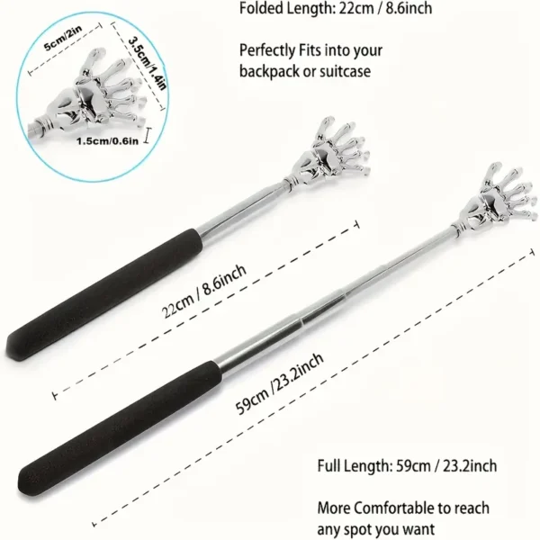 Adjustable Stainless Steel Back Scratcher with Retractable Claws - Image 6