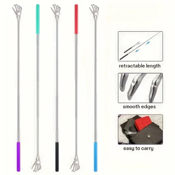 Adjustable Stainless Steel Back Scratcher with Retractable Claws - Image 5